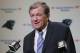 Carolina Panthers interim general manager Marty Hurney speaks to the media during a news conference in Charlotte, N.C., Wednesday, July 19, 2017. The Panthers rehired Marty Hurney as their interim general manager two days after owner Jerry Richardson surprisingly fired Dave Gettleman.(AP Photo/Chuck Burton)