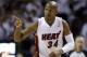 FILE - In a Friday, May 30, 2014 file photo, Miami Heat guard Ray Allen gestures after scoring a three-point basket during the first half Game 6 in the NBA basketball playoffs Eastern Conference finals against the Indiana Pacers, in Miami. Allen announced his retirement from the NBA on Tuesday, Nov. 1, 2016, ending a career that saw him make more 3-pointers than any player in league history and win championships with Boston and Miami. (AP Photo/Lynne Sladky, File)