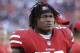 San Francisco 49ers linebacker Reuben Foster (56) stands on the sideline during the second half of an NFL football game against the Dallas Cowboys in Santa Clara, Calif., Sunday, Oct. 22, 2017. (AP Photo/Marcio Jose Sanchez)