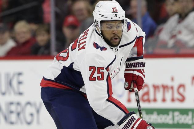 Washington Capitals' Devante Smith-Pelly (25) skates against the Carolina Hurricanes during the first period of an NHL hockey game in Raleigh, N.C., Tuesday, Jan. 2, 2018. (AP Photo/Gerry Broome)