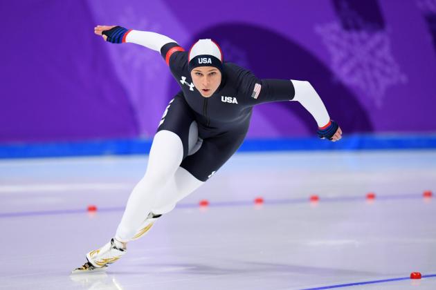 GANGNEUNG, SOUTH KOREA - FEBRUARY 18:  Brittany Bowe of the United States competes during the Ladies' 500m Individual Speed Skating Final on day nine of the PyeongChang 2018 Winter Olympic Games at Gangneung Oval on February 18, 2018 in Gangneung, South Korea.  (Photo by Harry How/Getty Images)