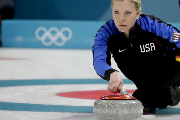 United States'skip Nina Roth throws a stone during a women's curling match against Canada at the 2018 Winter Olympics in Gangneung, South Korea, Saturday, Feb. 17, 2018. (AP Photo/Natacha Pisarenko)