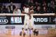 Kevin Durant (L) and LeBron James celebrate as Team LeBron defeated Team Stephen 148-145 at the 2018 NBA All-Star Game, February 18, 2018 at Staples Center in Los Angeles, California. / AFP PHOTO / Robyn Beck (Photo credit should read ROBYN BECK/AFP/Getty Images)