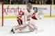 Detroit Red Wings goaltender Petr Mrazek (34), of the Czech Republic, plays against the Nashville Predators in the second period of an NHL hockey game Saturday, Feb. 17, 2018, in Nashville, Tenn. (AP Photo/Mark Humphrey)
