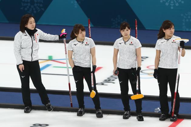 GANGNEUNG, SOUTH KOREA - FEBRUARY 20: Satsuki Fujisawa, Chinami Yoshida, Yumi Suzuki and Yurika Yoshida of Japan look on during the Women's Round Robin Session 10 on day eleven of the PyeongChang 2018 Winter Olympic Games at Gangneung Curling Centre on February 20, 2018 in Gangneung, South Korea.  (Photo by Robert Cianflone/Getty Images)