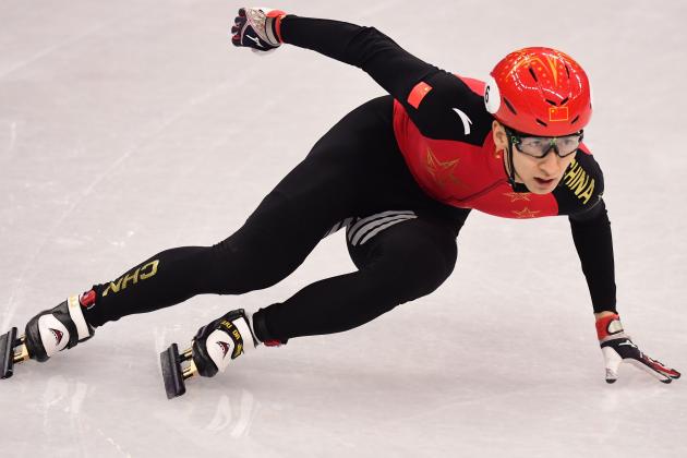 China's Wu Dajing competes in the men's 500m short track speed skating heat event during the Pyeongchang 2018 Winter Olympic Games, at the Gangneung Ice Arena in Gangneung on February 20, 2018. / AFP PHOTO / Roberto SCHMIDT (Photo credit should read ROBERTO SCHMIDT/AFP/Getty Images)