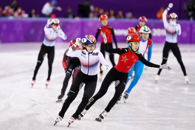 GANGNEUNG, SOUTH KOREA - FEBRUARY 20: Minjeong of Choi of Korea celebrates winning the gold medal during the Ladies Short Track Speed Skating 3000m Relay Final A on day eleven of the PyeongChang 2018 Winter Olympic Games at Gangneung Ice Arena on February 20, 2018 in Gangneung, South Korea. (Photo by Richard Heathcote/Getty Images)