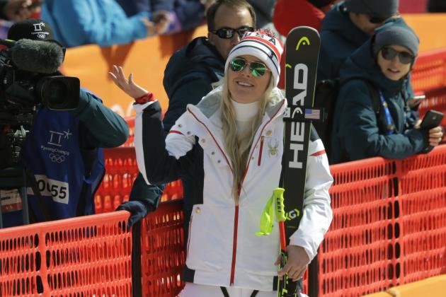 United States' Lindsey Vonn reacts after competing in the women's downhill at the 2018 Winter Olympics in Jeongseon, South Korea, Wednesday, Feb. 21, 2018. (AP Photo/Michael Probst)