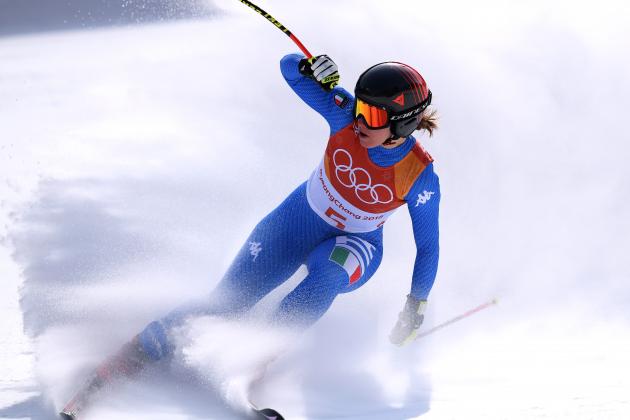 PYEONGCHANG-GUN, SOUTH KOREA - FEBRUARY 21:  Sofia Goggia of Italy reacts at the finish during the Ladies' Downhill on day 12 of the PyeongChang 2018 Winter Olympic Games at Jeongseon Alpine Centre on February 21, 2018 in Pyeongchang-gun, South Korea.  (Photo by Matthias Hangst/Getty Images)