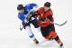 Finland's Petri Kontiola clashes with Canada's Karl Stollery in the men's quarter-final ice hockey match between Finland and Canada during the Pyeongchang 2018 Winter Olympic Games at the Gangneung Hockey Centre in Gangneung on February 21, 2018. / AFP PHOTO / Kirill KUDRYAVTSEV (Photo credit should read KIRILL KUDRYAVTSEV/AFP/Getty Images)