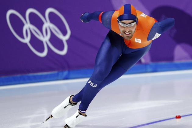 Kjeld Nuis of The Netherlands competes during the men's 1,500 meters speedskating race at the Gangneung Oval at the 2018 Winter Olympics in Gangneung, South Korea, Tuesday, Feb. 13, 2018. (AP Photo/John Locher)