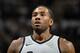 SAN ANTONIO, TX - JANUARY 13: Kawhi Leonard #2 of the San Antonio Spurs looks on during the game against the Denver Nuggets on January 13, 2018 at the AT&T Center in San Antonio, Texas. NOTE TO USER: User expressly acknowledges and agrees that, by downloading and or using this photograph, user is consenting to the terms and conditions of the Getty Images License Agreement. Mandatory Copyright Notice: Copyright 2018 NBAE (Photos by Mark Sobhani/NBAE via Getty Images)
