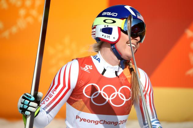 PYEONGCHANG-GUN, SOUTH KOREA - FEBRUARY 22:  Lindsey Vonn of the United States celebrates her run at the finish during the Ladies' Alpine Combined on day thirteen of the PyeongChang 2018 Winter Olympic Games at Yongpyong Alpine Centre on February 22, 2018 in Pyeongchang-gun, South Korea.  (Photo by Dan Istitene/Getty Images)