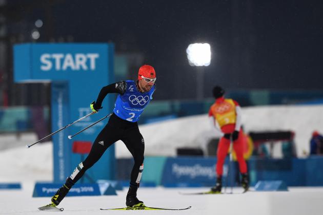 Germany's Johannes Rydzek competes in the nordic combined team Gundersen LH/4x5km cross country at the Alpensia Cross-Country Skiing Centre during the Pyeongchang 2018 Winter Olympic Games on February 22, 2018 in Pyeongchang. / AFP PHOTO / Christof STACHE (Photo credit should read CHRISTOF STACHE/AFP/Getty Images)