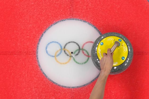Canada's Marc Kennedy throws a stone during the curling men's bronze medal game during the Pyeongchang 2018 Winter Olympic Games at the Gangneung Curling Centre in Gangneung on February 23, 2018. / AFP PHOTO / Odd ANDERSEN (Photo credit should read ODD ANDERSEN/AFP/Getty Images)