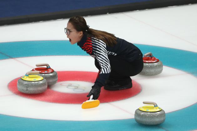 GANGNEUNG, SOUTH KOREA - FEBRUARY 23: EunJung Kin of Korea competes during the Women's Semi Final match between Korea and Japan on day fourteen of the PyeongChang 2018 Winter Olympic Games at Gangneung Curling Centre on February 23, 2018 in Gangneung, South Korea. (Photo by Robert Cianflone/Getty Images)