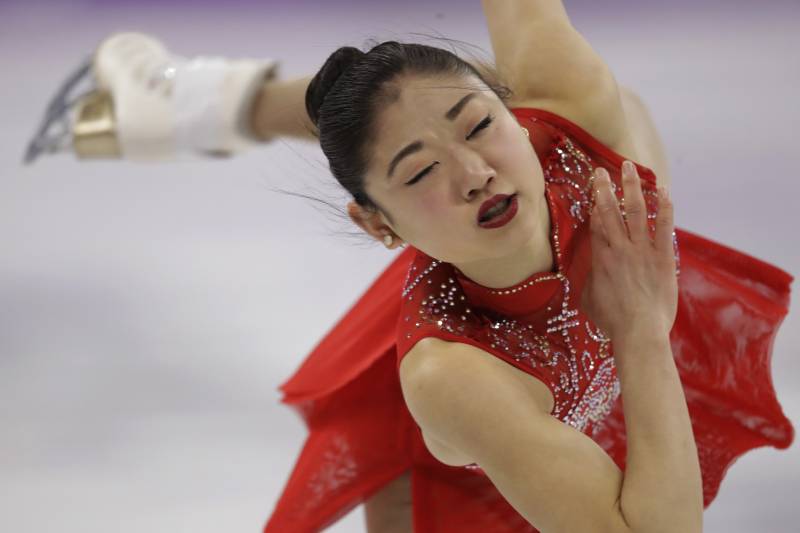 Mirai Nagasu of the United States performs during the women's free figure skating final in the Gangneung Ice Arena at the 2018 Winter Olympics in Gangneung, South Korea, Friday, Feb. 23, 2018. (AP Photo/Bernat Armangue)
