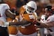 FILE - In this Nov. 24, 2017, file photo, Texas defensive lineman Poona Ford (95) rushes during the first half of an NCAA college football game against Texas Tech, in Austin, Texas. Ford was selected to the AP All-Conference Big 12 team announced Friday, Dec. 8, 2017. (AP Photo/Michael Thomas, File)