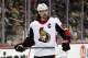 Ottawa Senators defenseman Erik Karlsson prepares for a face-off during an NHL hockey game against the Pittsburgh Penguins in Pittsburgh, Tuesday, Feb. 13, 2018. (AP Photo/Gene J. Puskar)