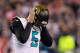 FOXBOROUGH, MA - JANUARY 21: Blake Bortles #5 of the Jacksonville Jaguars reacts in the fourth quarter during the AFC Championship Game against the New England Patriots at Gillette Stadium on January 21, 2018 in Foxborough, Massachusetts. (Photo by Kevin C. Cox/Getty Images)
