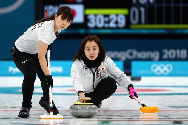 GANGNEUNG, SOUTH KOREA - FEBRUARY 24: Satsuki Fujisawa of Japan delivers a stone during the Curling Womens' bronze Medal match between Great Britain and Japan on day fifteen of the PyeongChang 2018 Winter Olympic Games at Gangneung Curling Centre on February 24, 2018 in Gangneung, South Korea. (Photo by Dean Mouhtaropoulos/Getty Images)