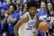 Duke's Marvin Bagley III (35) dribbles against Notre Dame during the first half of an NCAA college basketball game in Durham, N.C., Monday, Jan. 29, 2018. (AP Photo/Gerry Broome)