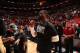 MIAMI, FL - FEBRUARY 24: Dwyane Wade #3 of the Miami Heat speaks to the crowd prior to the game against the Memphis Grizzlies on February 24, 2018 at American Airlines Arena in Miami, Florida. NOTE TO USER: User expressly acknowledges and agrees that, by downloading and or using this Photograph, user is consenting to the terms and conditions of the Getty Images License Agreement. Mandatory Copyright Notice: Copyright 2018 NBAE (Photo by Issac Baldizon/NBAE via Getty Images)