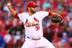 ST. LOUIS, MO - SEPTEMBER 28: Lance Lynn #31 of the St. Louis Cardinals pitches against the Chicago Cubs in the first inning at Busch Stadium on September 28, 2017 in St. Louis, Missouri. (Photo by Dilip Vishwanat/Getty Images)