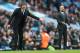 MANCHESTER, ENGLAND - DECEMBER 03: Chelsea Manager / Head Coach Antonio Conte and Pep Guardiola react during the Premier League match between Manchester City and Chelsea at Etihad Stadium on December 3, 2016 in Manchester, England. (Photo by James Baylis - AMA/Getty Images)