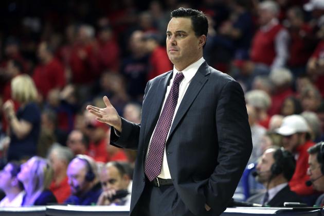 Arizona head coach Sean Miller in the first half during an NCAA college basketball game against Oregon, Saturday, Jan. 13, 2018, in Tucson, Ariz. (AP Photo/Rick Scuteri)
