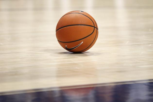 A view of an official Nike Xavier game ball during the second half of an NCAA college basketball game of Providence against Xavier, Wednesday, Feb. 28, 2018, in Cincinnati. Xavier won 84-74. (AP Photo/Aaron Doster)