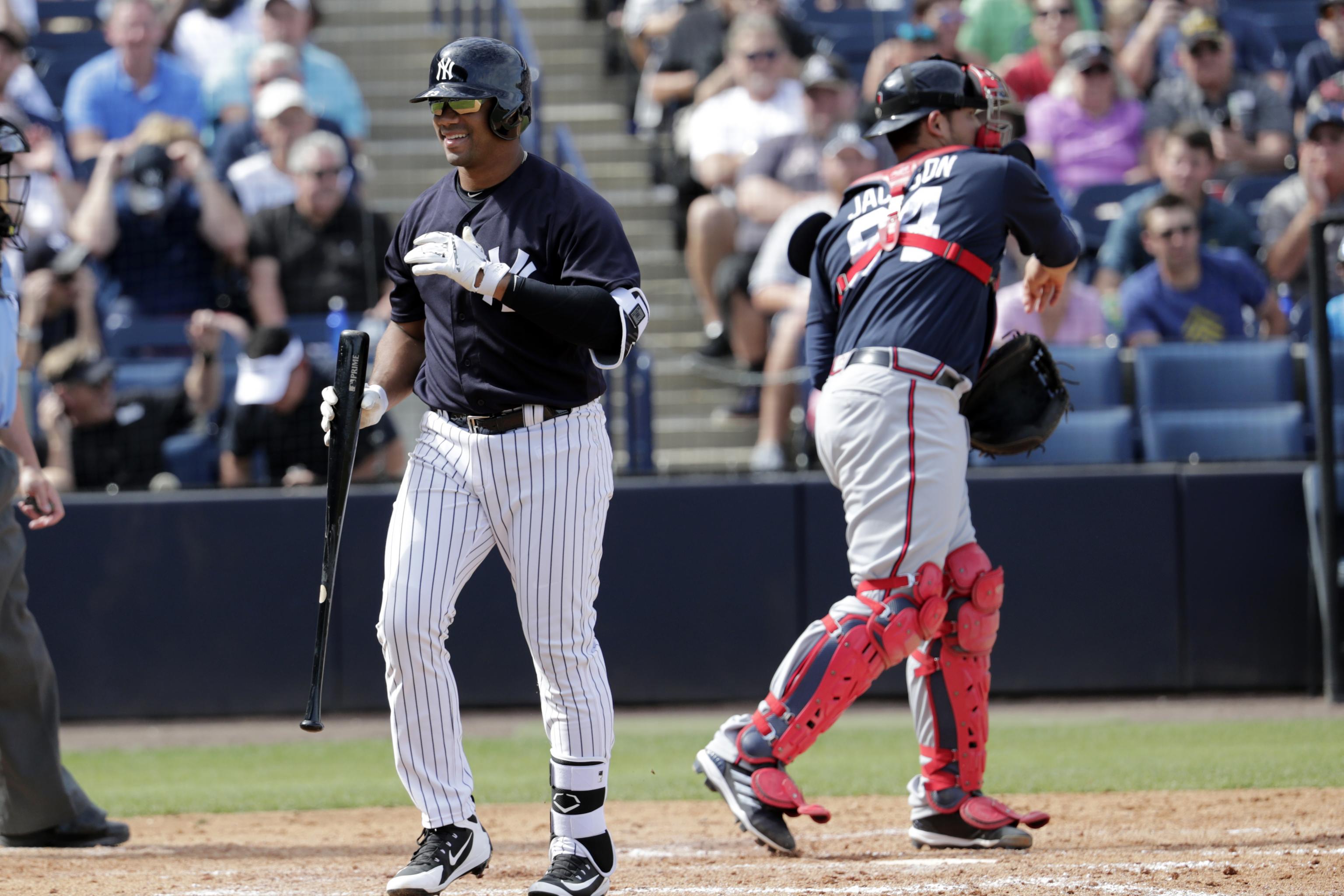 How did Russell Wilson's at-bat compare to other Yankees Spring Training  celebs?