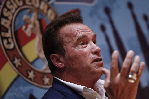 US actor and former governor of California Arnold Schwarzenegger speaks during a press conference ahead of the fitness and bodybuilding Arnold Classic Europe event in L'Hospitalet del Llobregat on September 22, 2017. / AFP PHOTO / PAU BARRENA (Photo credit should read PAU BARRENA/AFP/Getty Images)