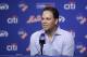 Former New York Mets player Mike Piazza speaks before a baseball game between the Mets and the Colorado Rockies Saturday, July 30, 2016, in New York. (AP Photo/Frank Franklin II)