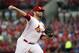 St. Louis Cardinals starting pitcher Lance Lynn throws during the first inning of a baseball game against the Chicago Cubs Thursday, Sept. 28, 2017, in St. Louis. (AP Photo/Jeff Roberson)