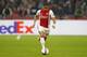 Ajax's Justin Kluivert plays the ball during the first leg semi final soccer match between Ajax and Olympique Lyon in the Amsterdam ArenA stadium, Netherlands, Wednesday, May 3, 2017. (AP Photo/Peter Dejong)