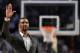ATLANTA, GA - JANUARY 28: Former Georgia Tech Yellow Jackets player Chris Bosh waves to the crowd during a stoppage in play of the Yellow Jackets' basketball game against the Clemson Tigers at Hank McCamish Pavilion on January 28, 2018 in Atlanta, Georgia. (Photo by Mike Comer/Getty Images)