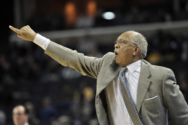 Memphis head coach Tubby Smith reacts in the first half of an NCAA college basketball game against Wichita State on Tuesday, Feb. 6, 2018, in Memphis, Tenn. (AP Photo/Brandon Dill)