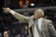 Memphis head coach Tubby Smith reacts in the first half of an NCAA college basketball game against Wichita State on Tuesday, Feb. 6, 2018, in Memphis, Tenn. (AP Photo/Brandon Dill)