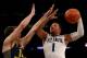NEW YORK, NY - MARCH 08: Jalen Brunson #1 of the Villanova Wildcats takes a shot as Matt Heldt #12 of the Marquette Golden Eagles defends during quarterfinals of the Big East Basketball Tournament at Madison Square Garden on March 8, 2018 in New York City. (Photo by Elsa/Getty Images)