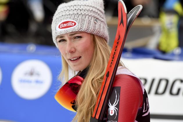 United States' Mikaela Shiffrin stands in the finish area after finishing third in a alpine ski, women's World Cup giant slalom, in Ofterschwang, Germany, Friday, March 9, 2018. (AP Photo/Marco Tacca)