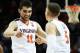 NEW YORK, NY - MARCH 09: Ty Jerome #11 of the Virginia Cavaliers and Kyle Guy #5 celebrate a basket against the Clemson Tigers during the semifinals of the ACC Men's Basketball Tournament at the Barclays Center on March 9, 2018 in New York City. (Photo by Al Bello/Getty Images)