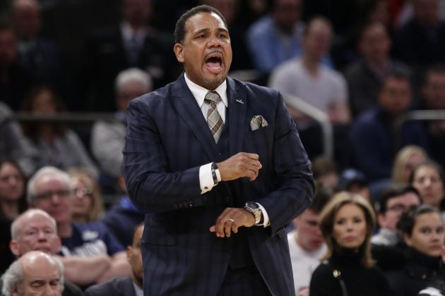 Providence coach Ed Cooley calls out to his team during the first half of an NCAA college basketball game against Villanova in the Big East men's tournament final Saturday, March 10, 2018, in New York. (AP Photo/Frank Franklin II)