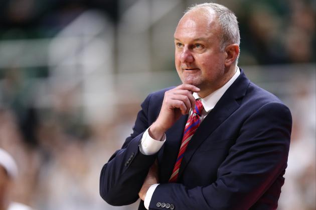 EAST LANSING, MI - FEBRUARY 14: Head coach Thad Matta of the Ohio State Buckeyes looks on during the game against the Michigan State Spartans in the second half at the Breslin Center on February 14, 2017 in East Lansing, Michigan. (Photo by Rey Del Rio/Getty Images)
