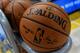 SALT LAKE CITY, UT - JANUARY 30: General view of Spaldling basketballs prior to the game between the Golden State Warriors and the Utah Jazz at Vivint Smart Home Arena on January 30, 2018 in Salt Lake City, Utah. NOTE TO USER: User expressly acknowledges and agrees that, by downloading and or using this photograph, User is consenting to the terms and conditions of the Getty Images License Agreement. (Photo by Gene Sweeney Jr./Getty Images)