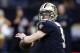 New Orleans Saints quarterback Drew Brees (9) drops back to pass in the first half of an NFL football game against the Atlanta Falcons in New Orleans, Sunday, Dec. 24, 2017. Brees surpassed 70,000 career passing yards on the play. (AP Photo/Butch Dill)
