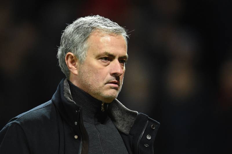 Manchester United's Portuguese manager Jose Mourinho leaves the pitch after losing a last 16 second leg UEFA Champions League football match between Manchester United and Sevilla at Old Trafford in Manchester, northwest England on March 13, 2018. / AFP PHOTO / Oli SCARFF (Photo credit should read OLI SCARFF/AFP/Getty Images)