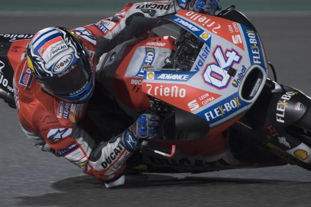 DOHA, QATAR - MARCH 03:  Andrea Dovizioso of Italy and Ducati Team  rounds the bend during the Moto GP Testing - Qatar at Losail Circuit on March 3, 2018 in Doha, Qatar.  (Photo by Mirco Lazzari gp/Getty Images)