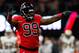ATLANTA, GA - DECEMBER 07: Adrian Clayborn #99 of the Atlanta Falcons reacts after sacking Drew Brees #9 of the New Orleans Saints at Mercedes-Benz Stadium on December 7, 2017 in Atlanta, Georgia. (Photo by Kevin C. Cox/Getty Images)