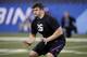 INDIANAPOLIS, IN - MARCH 02: Notre Dame offensive lineman Quenton Nelson in action during the 2018 NFL Combine at Lucas Oil Stadium on March 2, 2018 in Indianapolis, Indiana. (Photo by Joe Robbins/Getty Images)